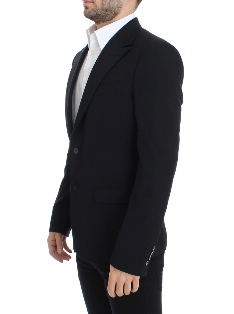 Schwarzer schmal geschnittener Wollblazer