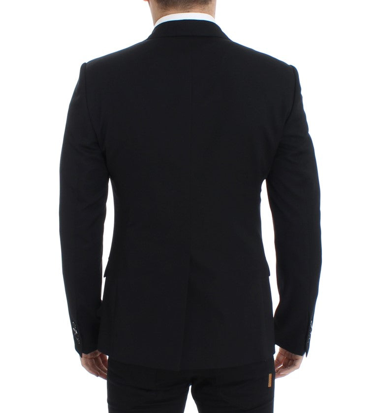 Schwarzer schmal geschnittener Wollblazer