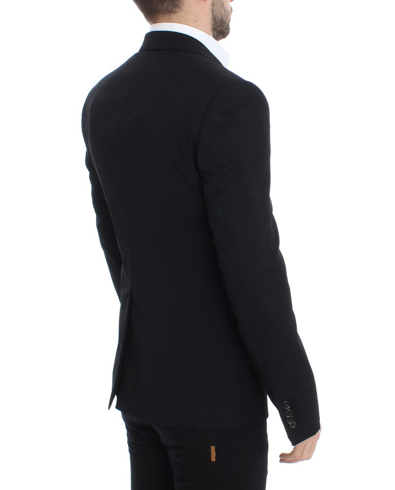 Schwarzer schmal geschnittener Wollblazer