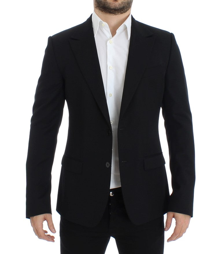 Schwarzer schmal geschnittener Wollblazer