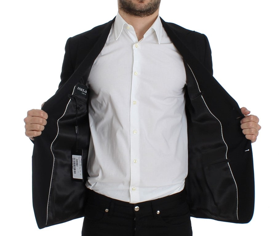 Schwarzer schmal geschnittener Wollblazer
