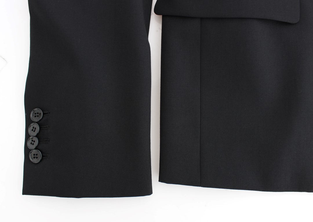 Schwarzer schmal geschnittener Wollblazer