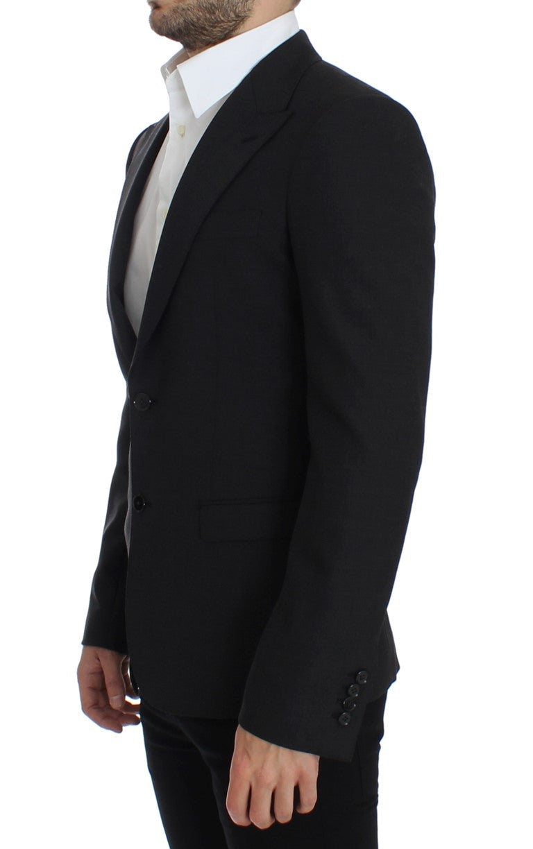 Grauer schmal geschnittener Wollblazer
