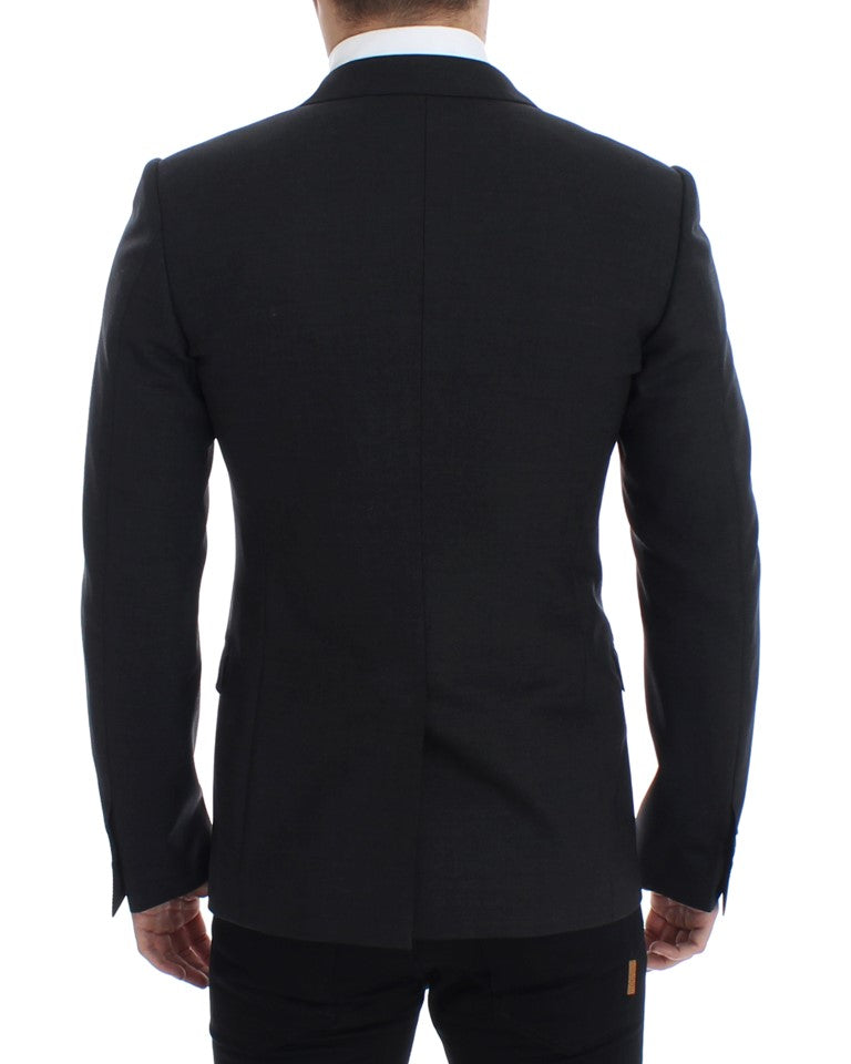 Grauer schmal geschnittener Wollblazer