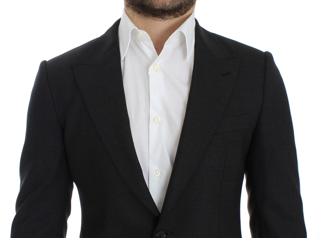 Grauer schmal geschnittener Wollblazer