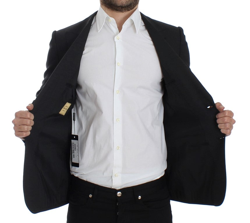 Grauer schmal geschnittener Wollblazer