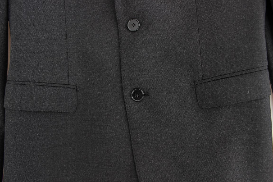 Grauer schmal geschnittener Wollblazer