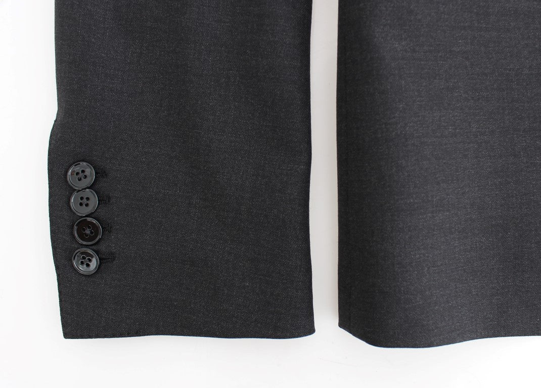 Grauer schmal geschnittener Wollblazer