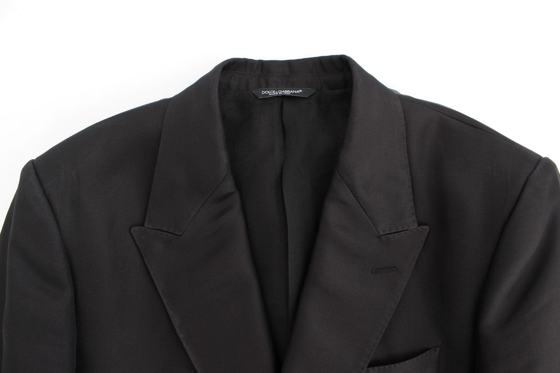 Schwarzer schmal geschnittener Seidenblazer