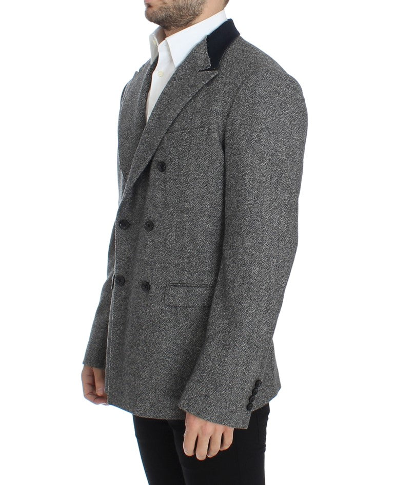 Grauer doppelreihiger Blazer aus Wolle