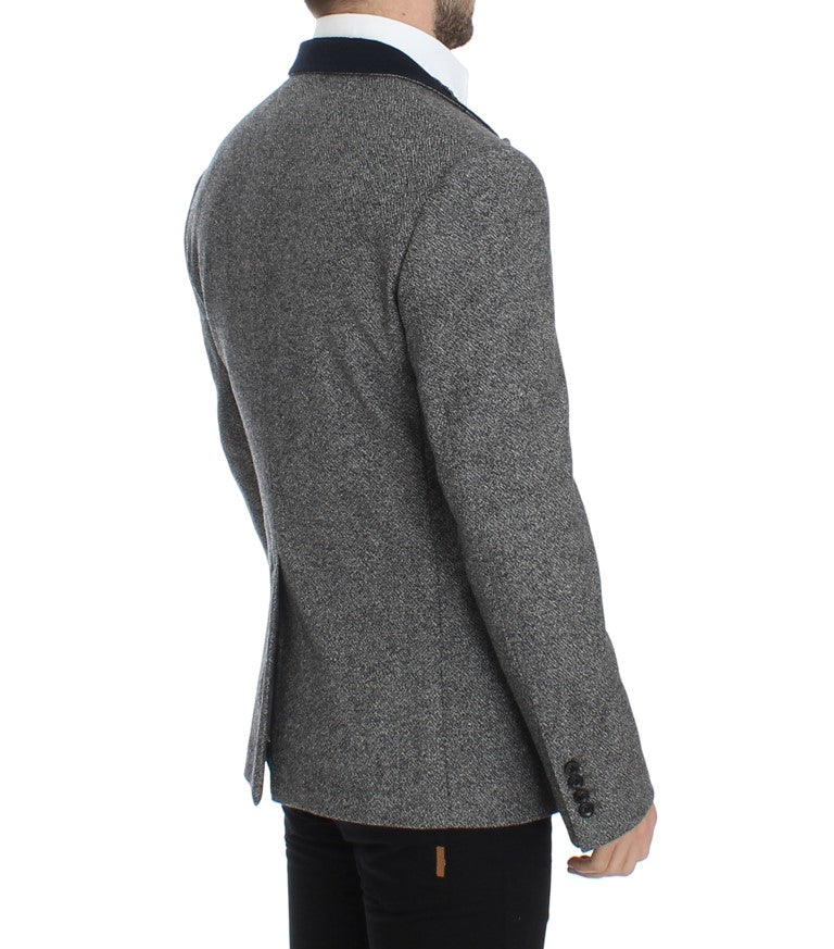 Grauer doppelreihiger Blazer aus Wolle