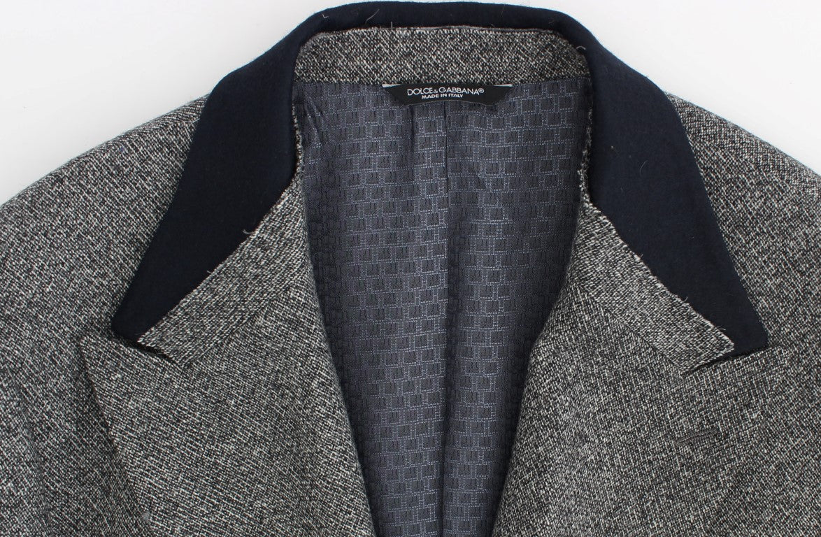 Grauer doppelreihiger Blazer aus Wolle