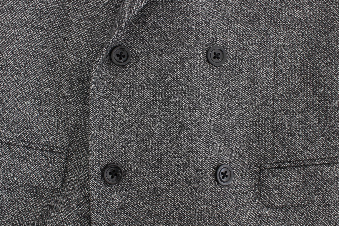 Grauer doppelreihiger Blazer aus Wolle