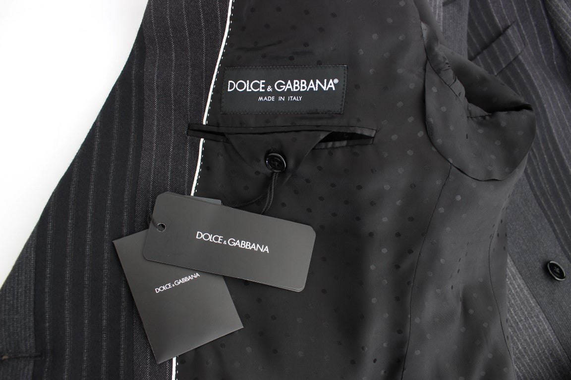 Grauer gestreifter Stretch-Blazer aus Wolle