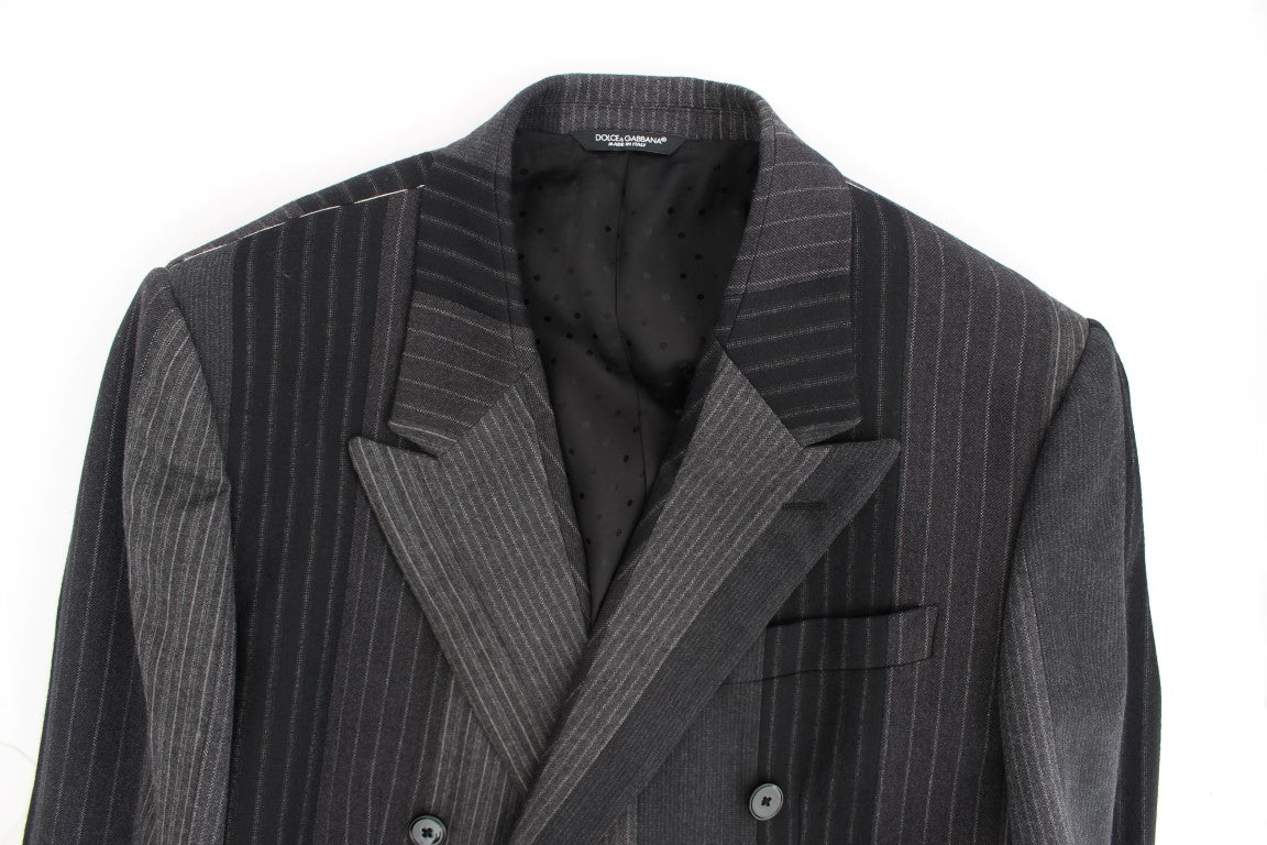 Grauer gestreifter Stretch-Blazer aus Wolle