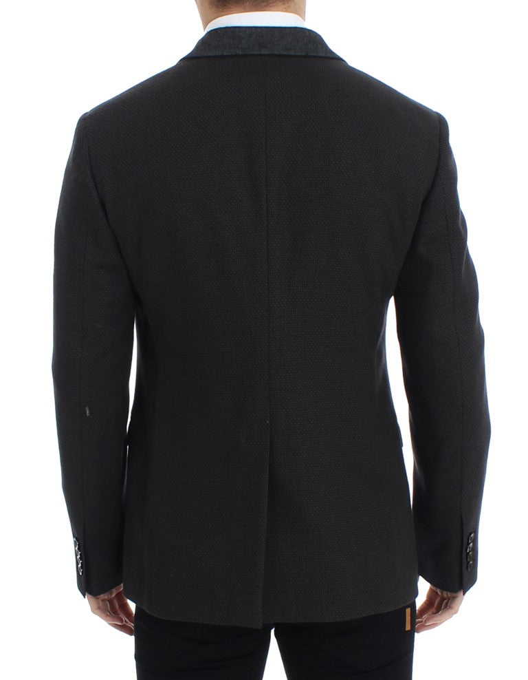 Brauner schmal geschnittener Wollblazer