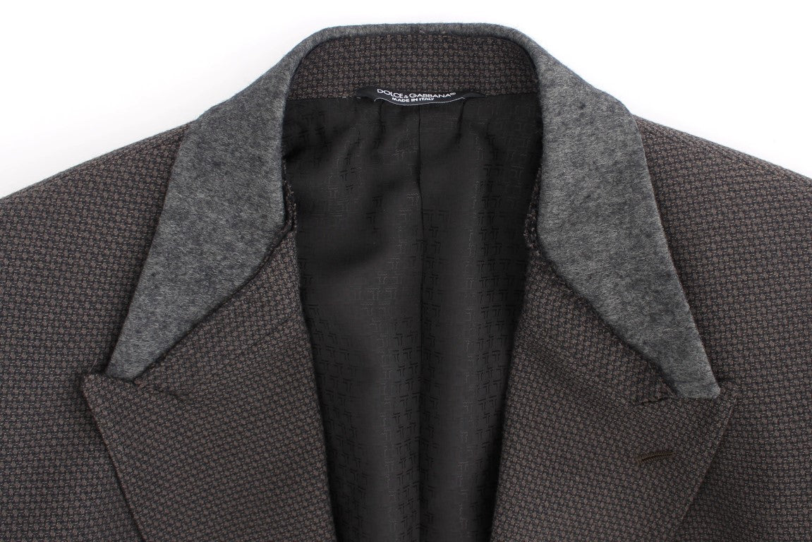 Brauner schmal geschnittener Wollblazer