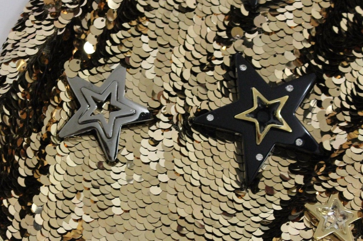 Meisterwerk goldfarbenes Kleid mit Pailletten und Swarovski-Kristallen
