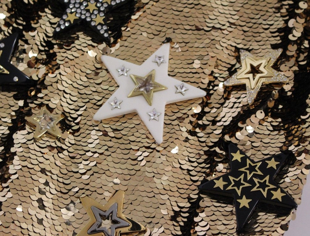 Meisterwerk goldfarbenes Kleid mit Pailletten und Swarovski-Kristallen