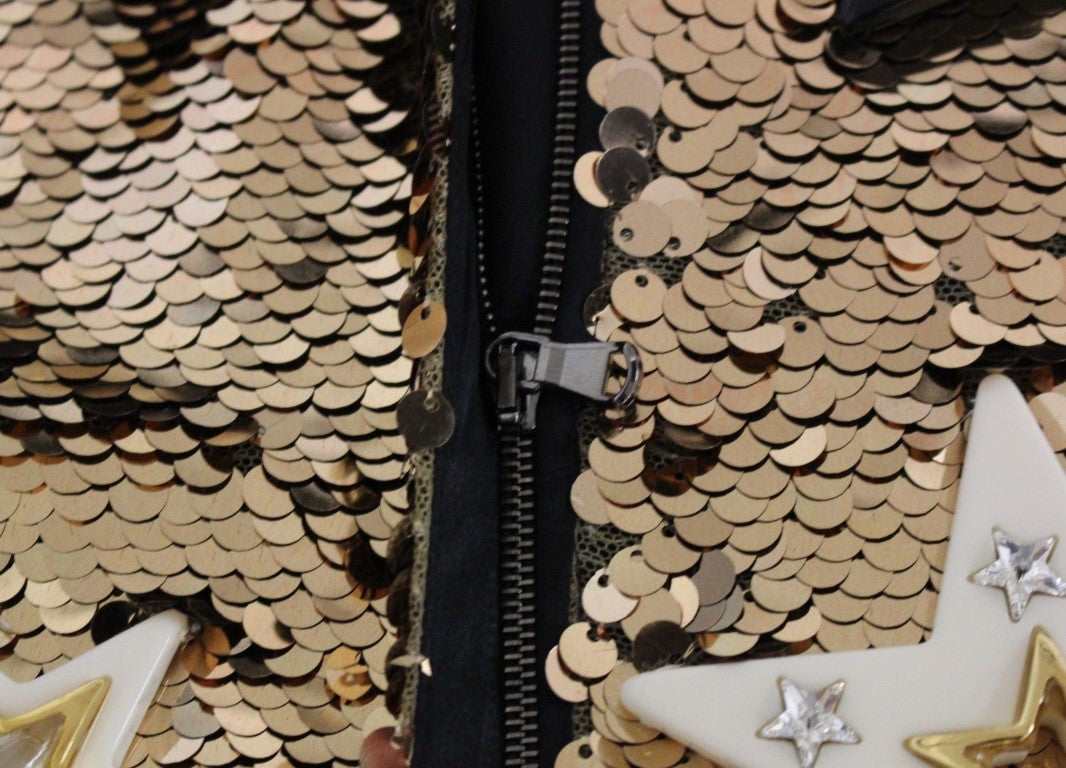 Meisterwerk goldfarbenes Kleid mit Pailletten und Swarovski-Kristallen