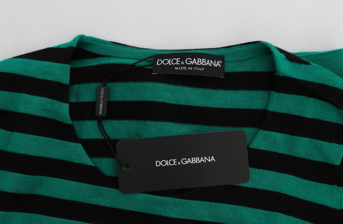 Grün Schwarzer Seiden-Kaschmir-Pullover