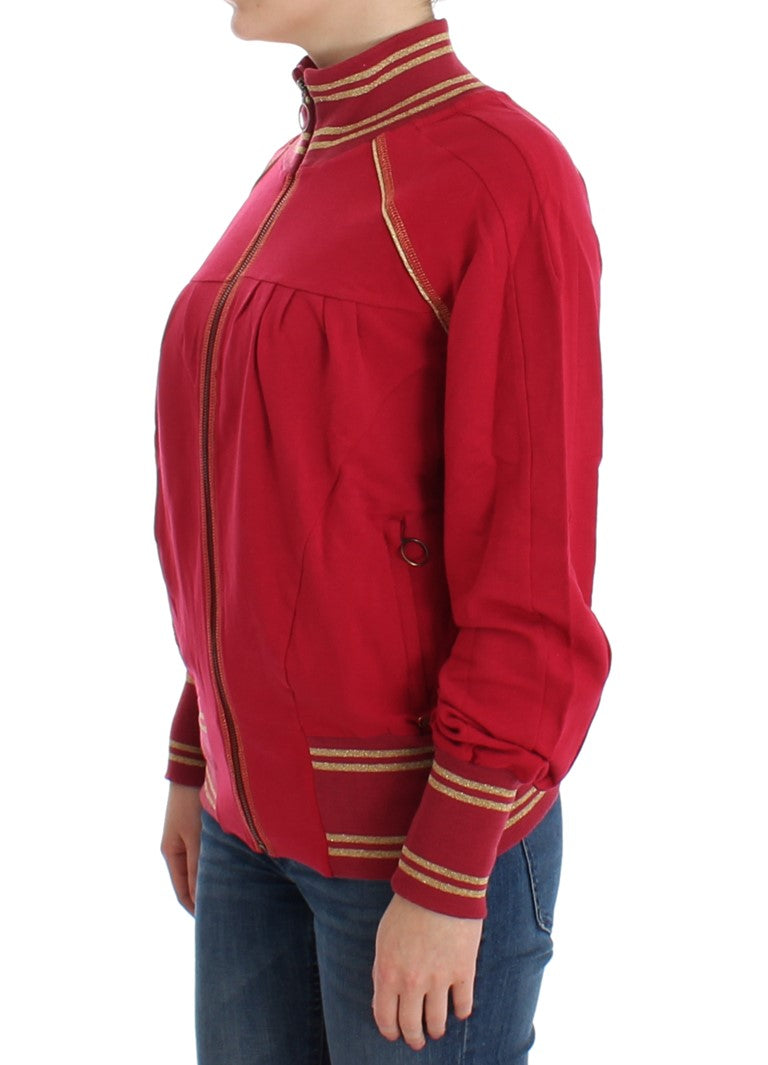 Rosa Mock Zip Strickjacke Sweatshirt Pullover