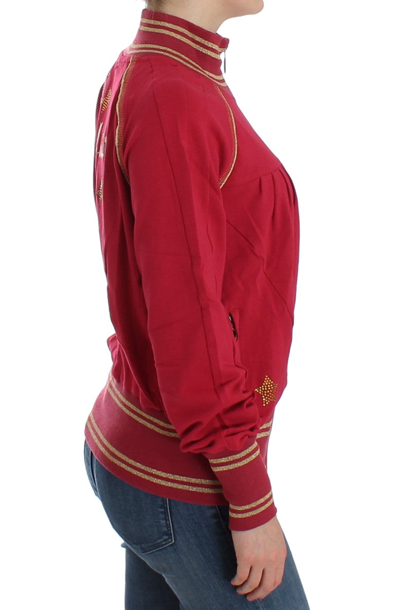 Rosa Mock Zip Strickjacke Sweatshirt Pullover