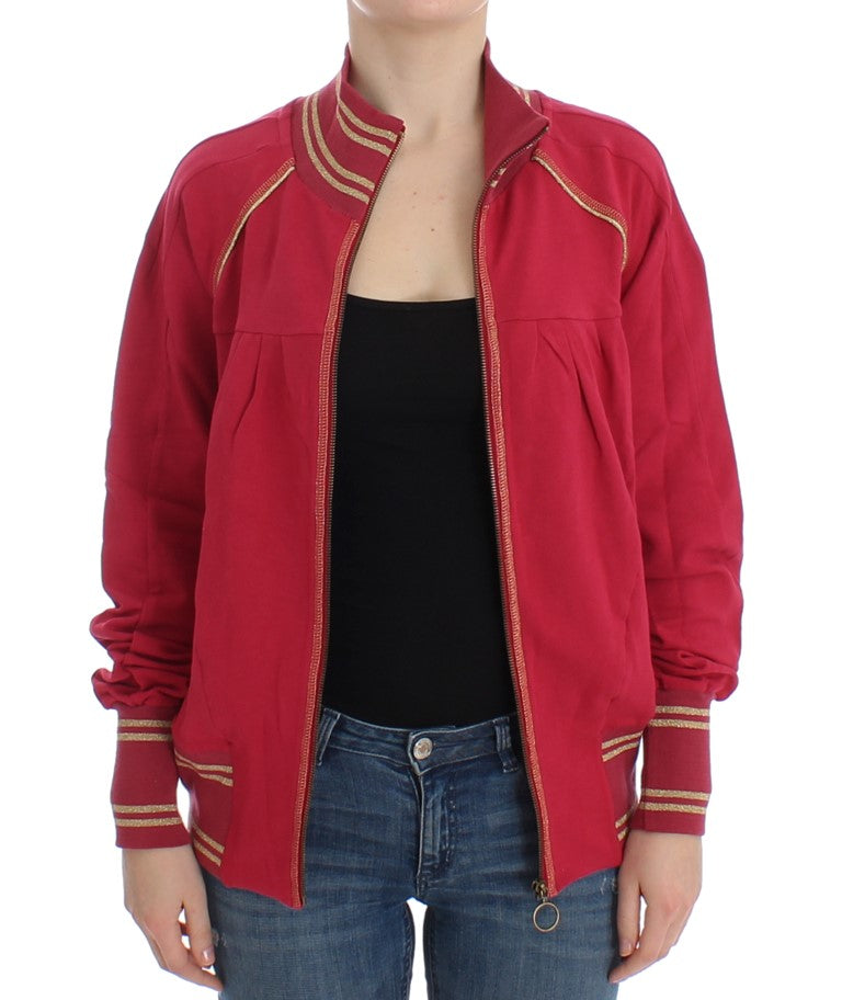 Rosa Mock Zip Strickjacke Sweatshirt Pullover