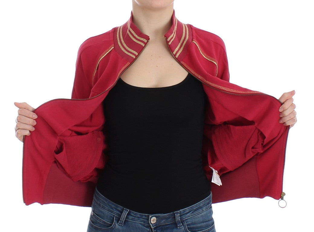 Rosa Mock Zip Strickjacke Sweatshirt Pullover