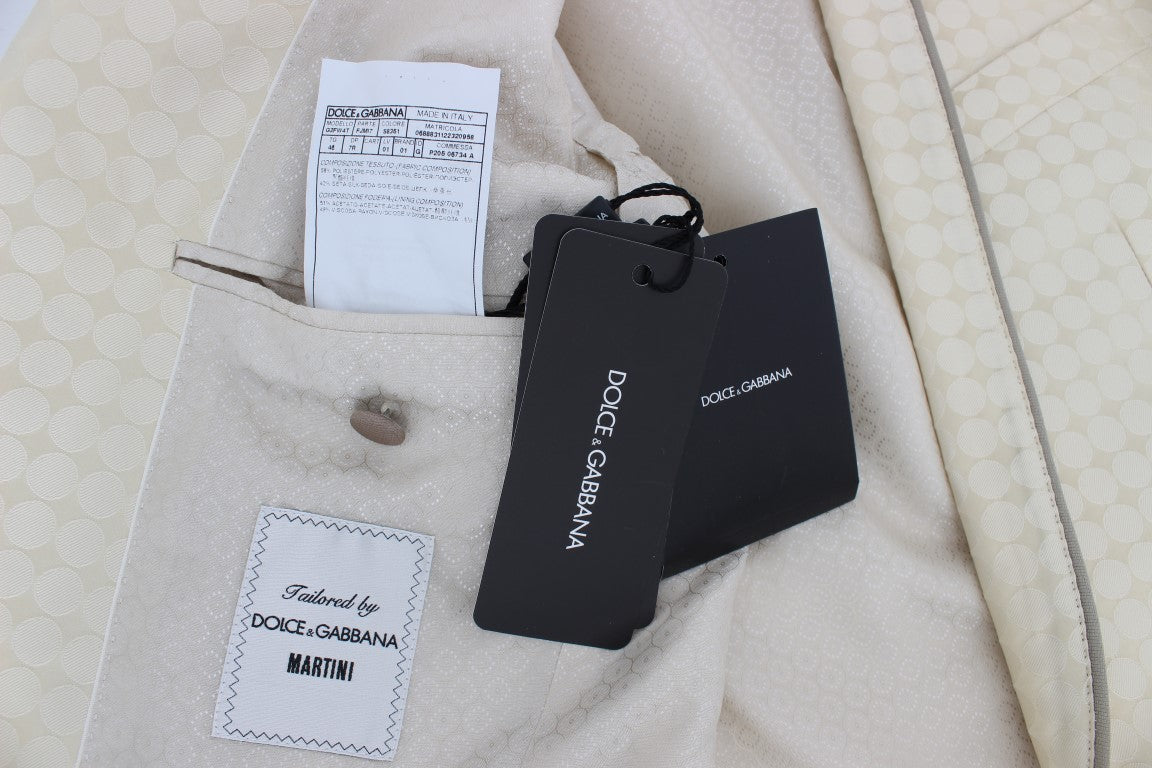 Beige gepunkteter Seidenblazer 2 Stück