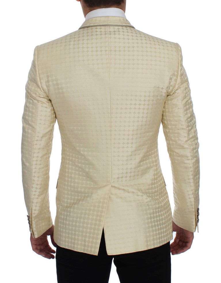 Beige gepunkteter Seidenblazer 2 Stück