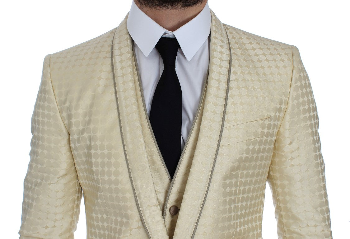 Beige gepunkteter Seidenblazer 2 Stück