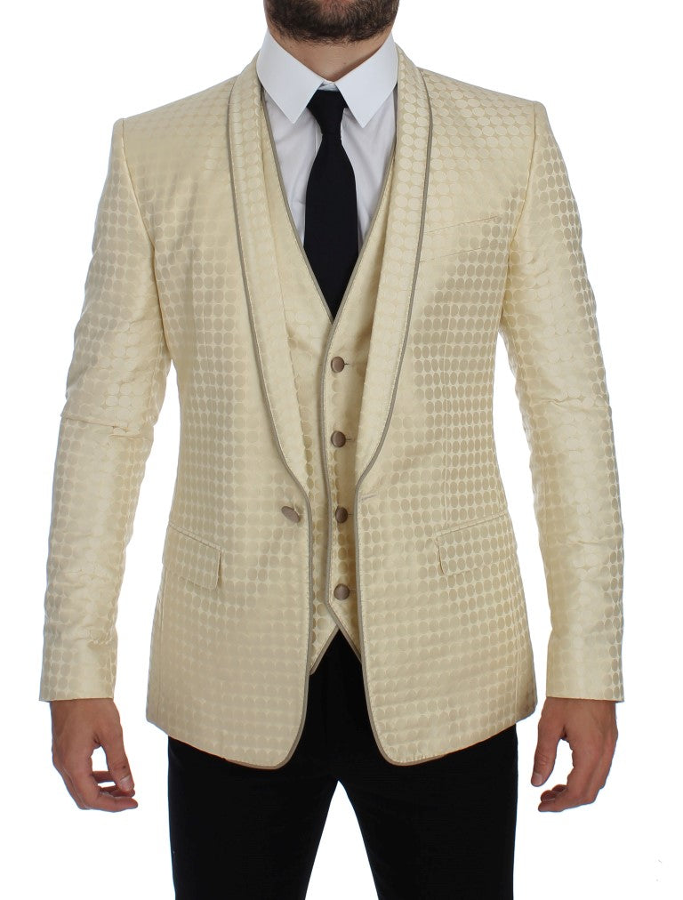 Beige gepunkteter Seidenblazer 2 Stück