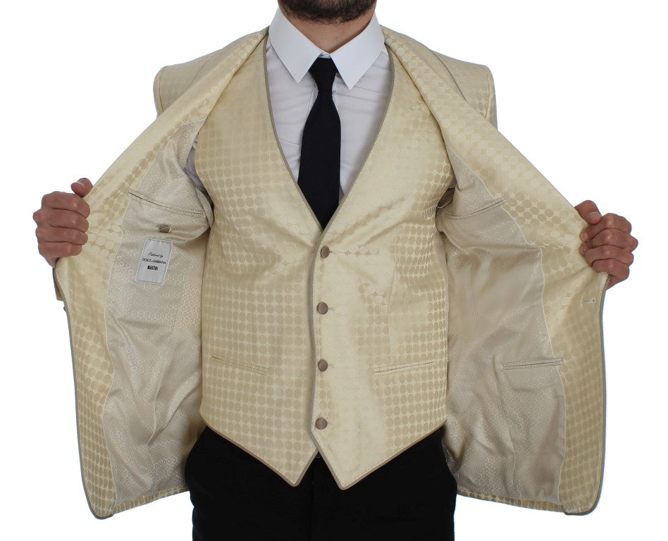 Beige gepunkteter Seidenblazer 2 Stück
