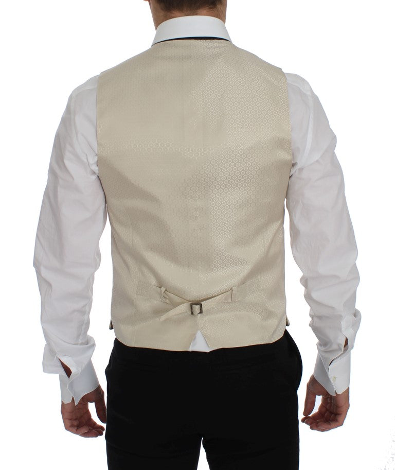 Beige gepunkteter Seidenblazer 2 Stück