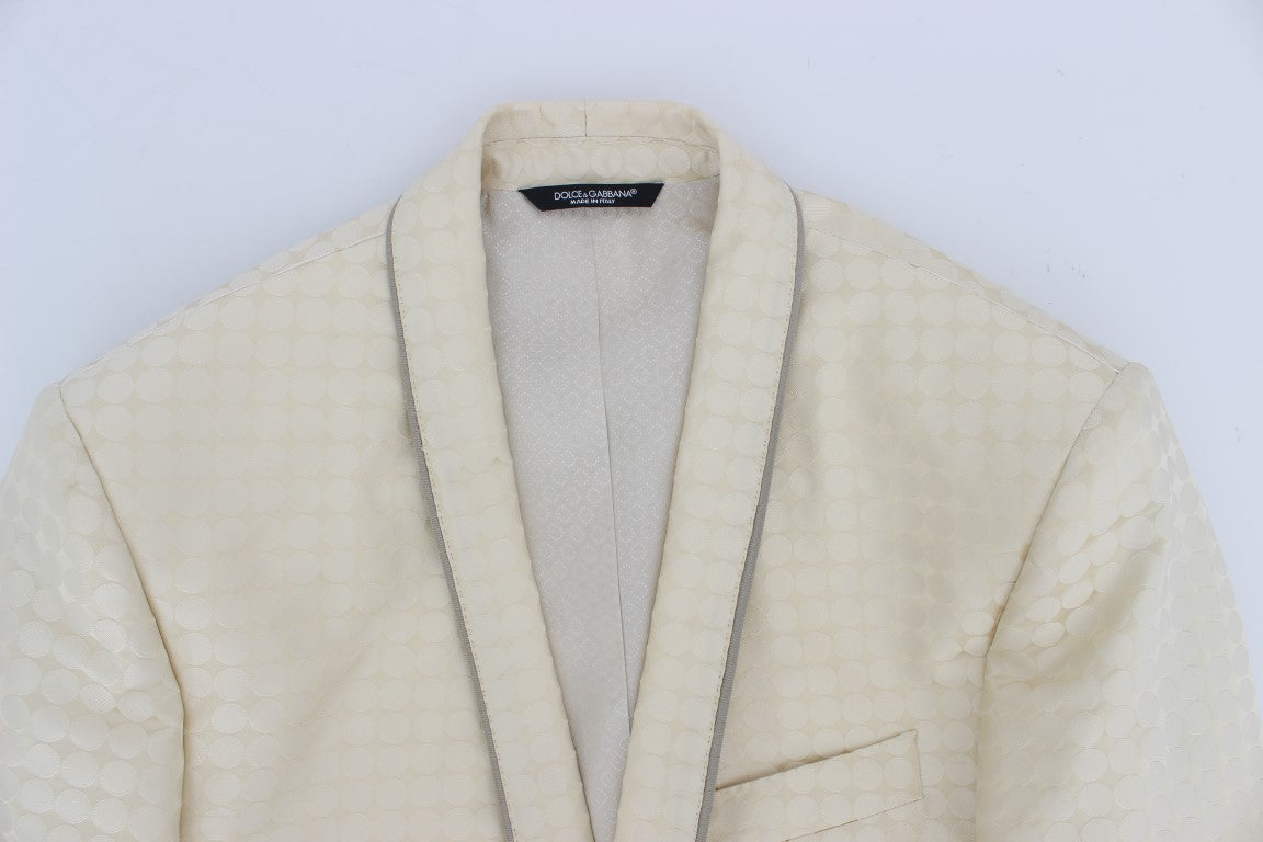 Beige gepunkteter Seidenblazer 2 Stück