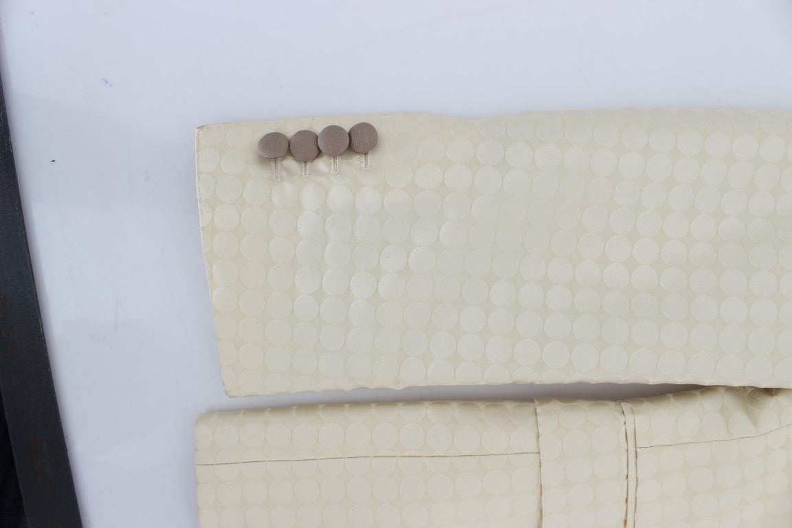 Beige gepunkteter Seidenblazer 2 Stück