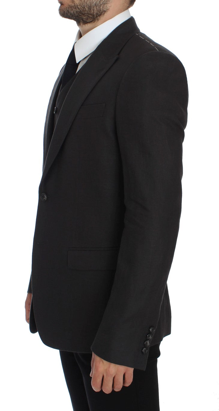 Grauer Slim Fit Leinenblazer