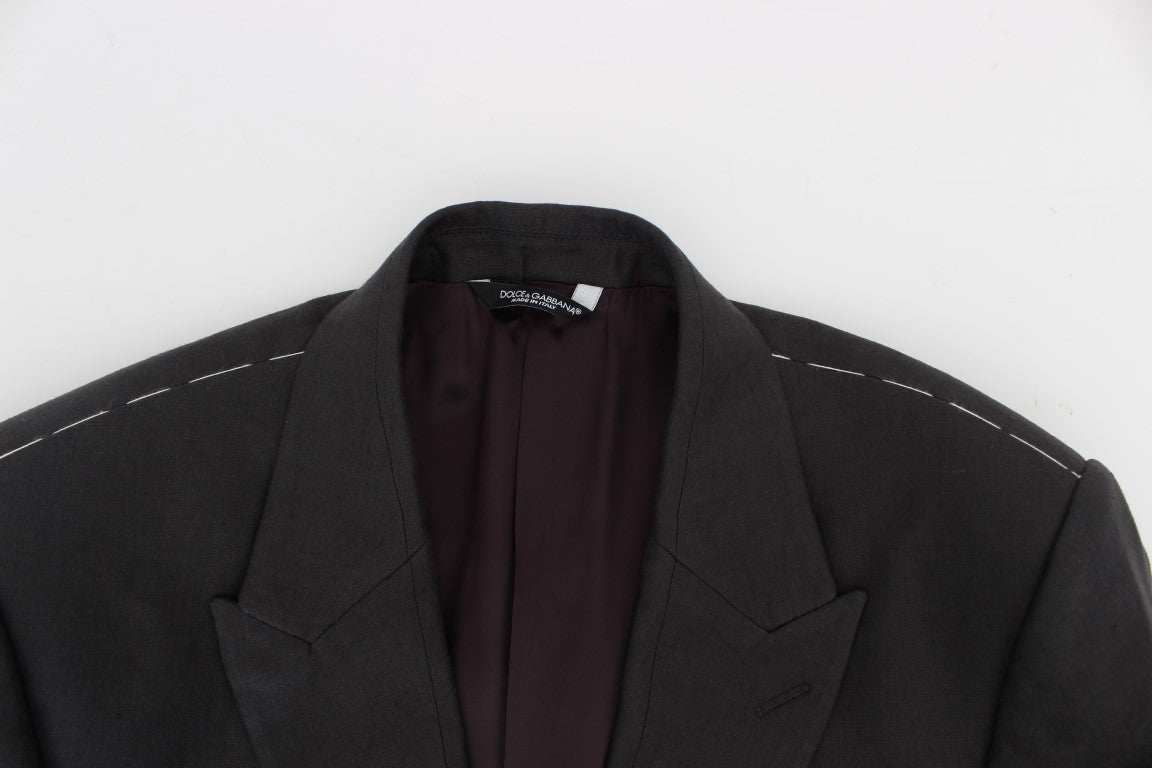 Grauer Slim Fit Leinenblazer