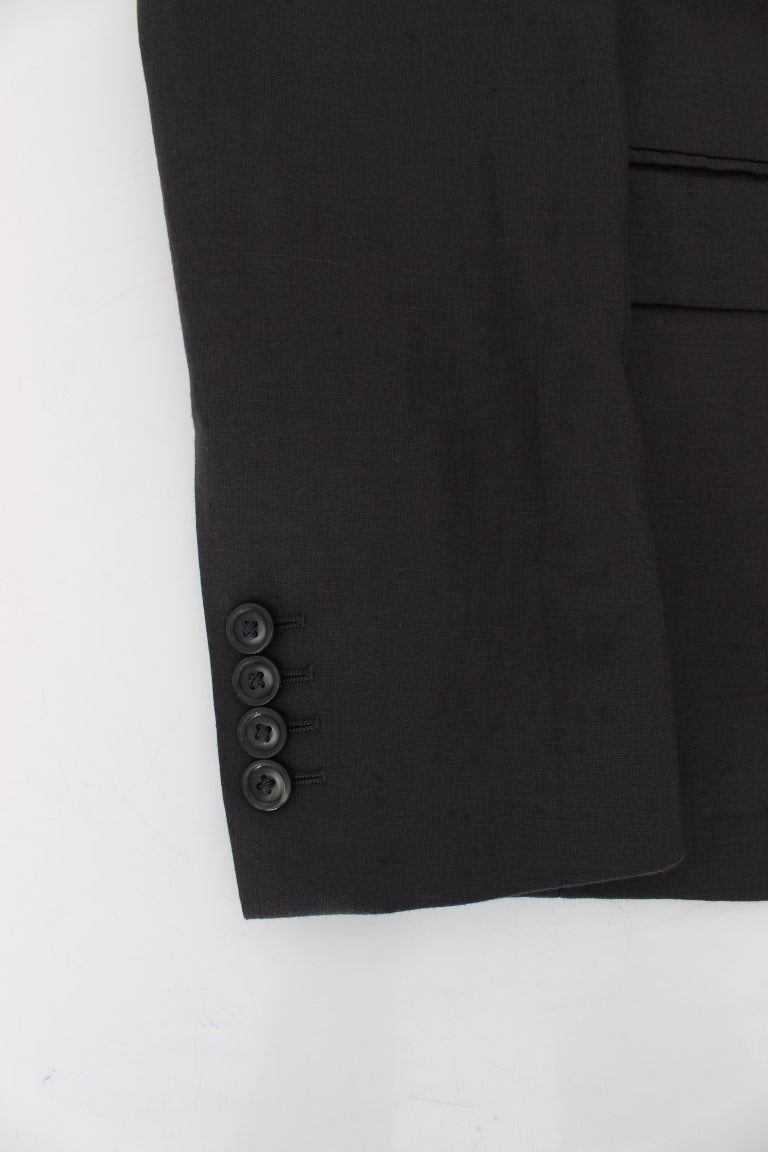 Grauer Slim Fit Leinenblazer