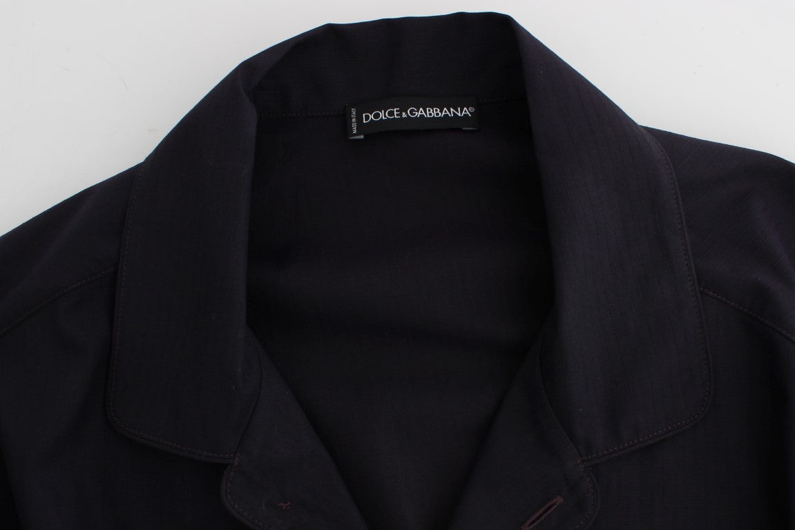 Lila gestreiftes Pyjama-Lounge-Shirt aus Baumwolle