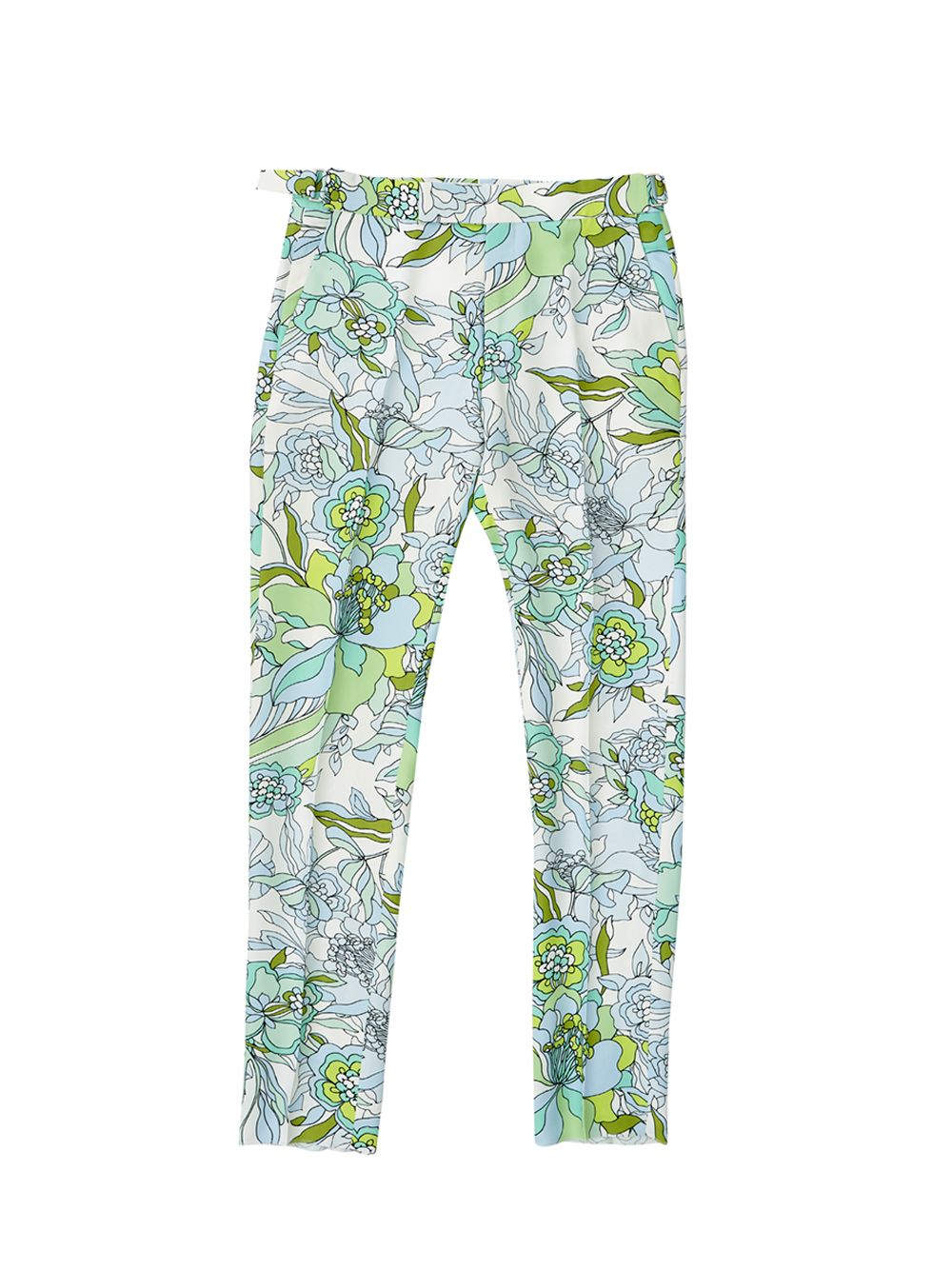 Bedruckte Blumen allover Smoking-Hose in Grün