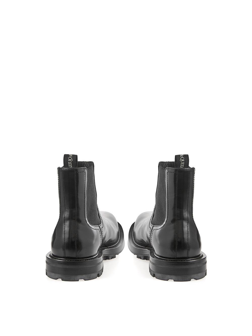 Schwarze Chelsea-Stiefel aus Leder mit Details aus Lackleder