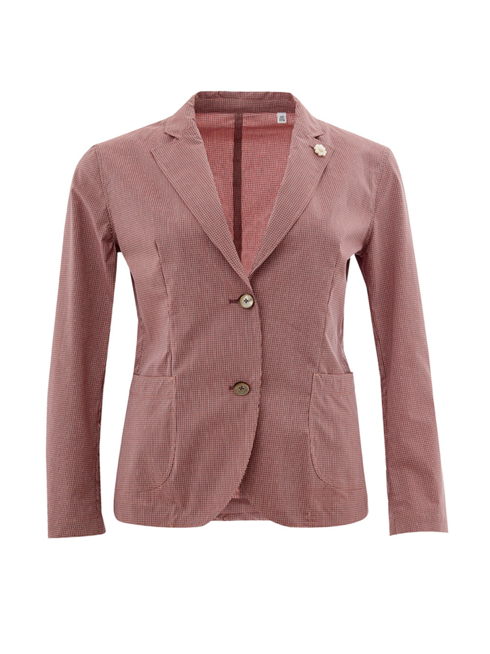 Rosa Micro Check Jacke mit zwei Knöpfen