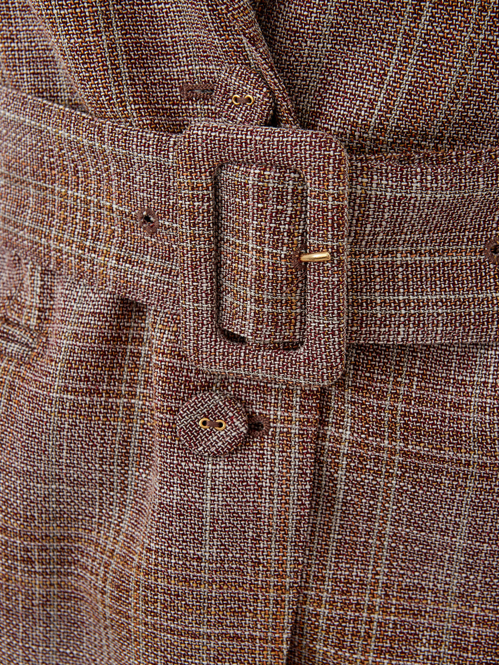 Micro Tartan Jacke aus Wolle und Seide mit Gürtel