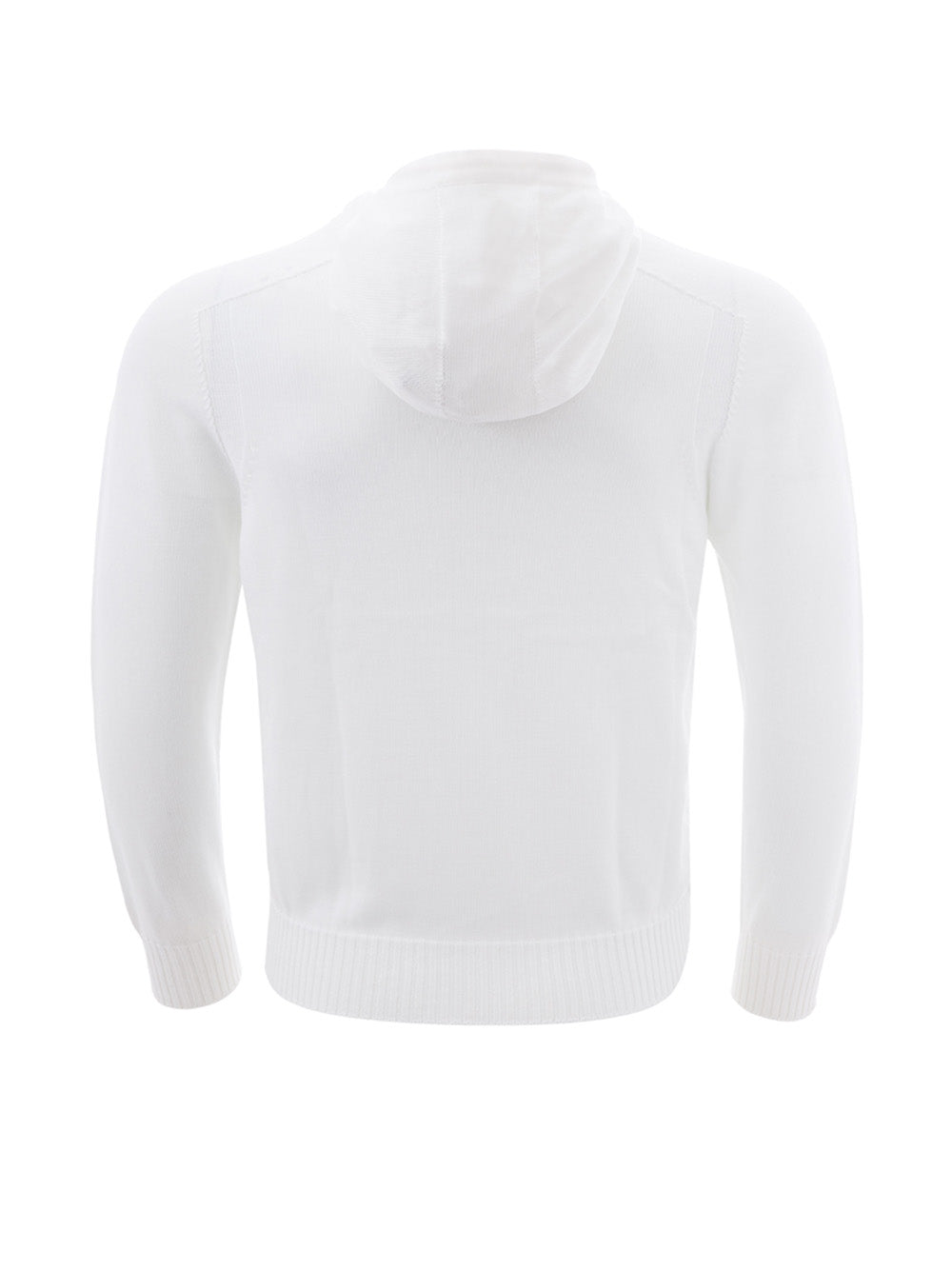 Weißer Baumwollpullover mit Kapuze und durchgehendem Reißverschluss