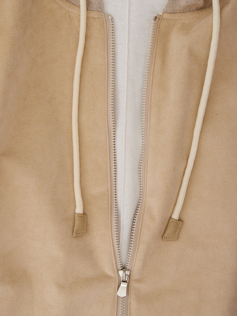 Alcantara-Pullover mit Kapuze und Reißverschluss