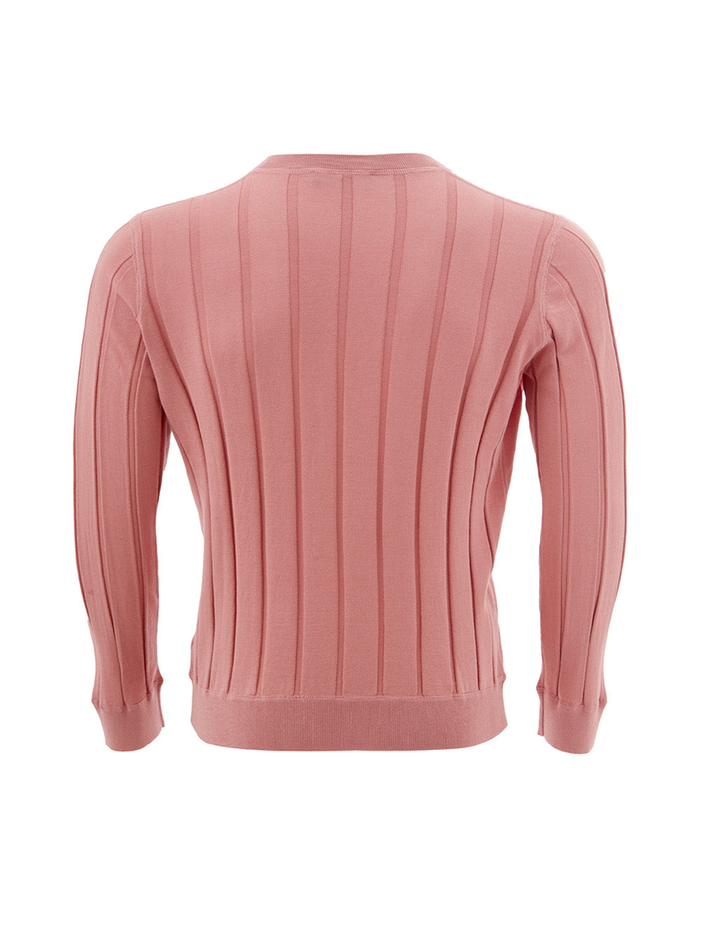 Rosa Pullover mit flachen Rippen aus einer Seidenmischung