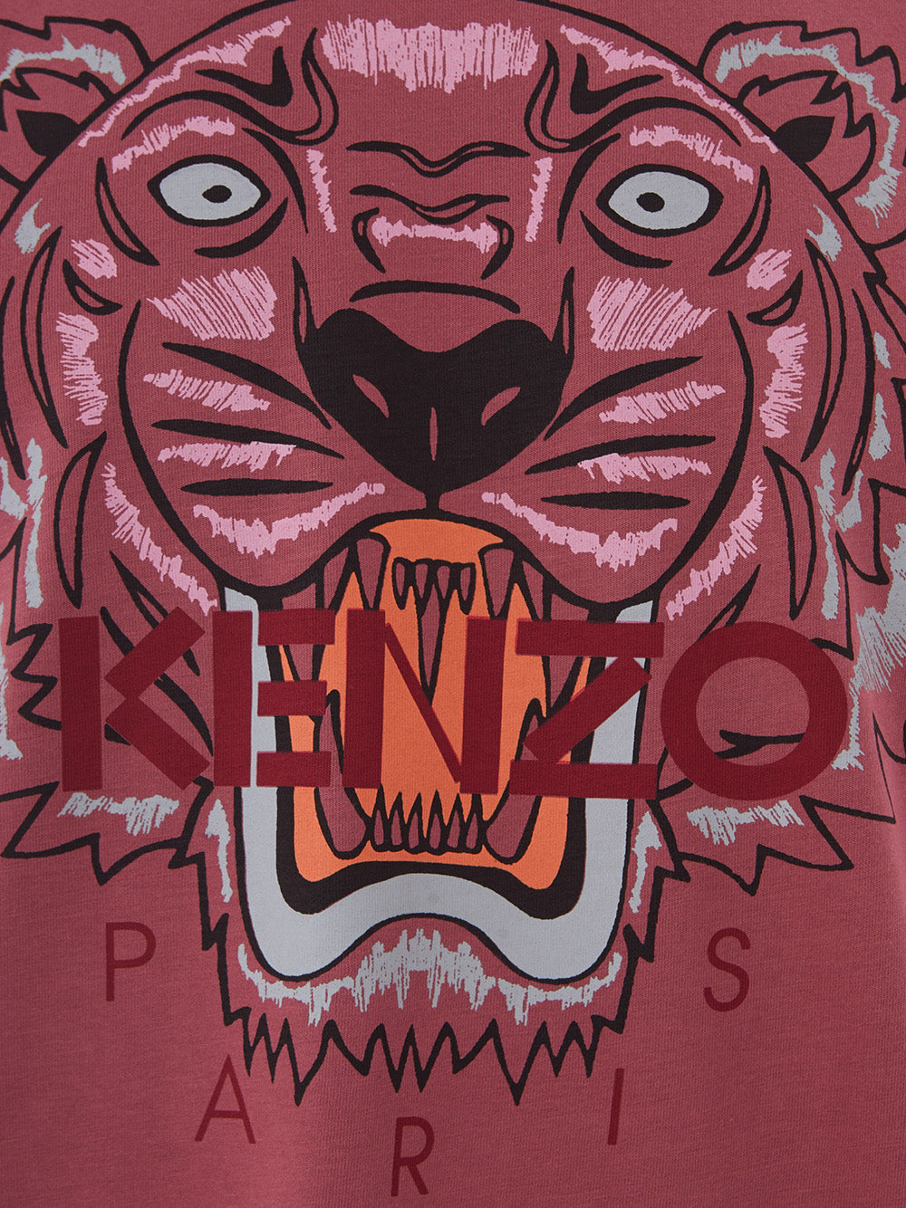 Hellrotes T-Shirt aus Baumwolle mit Tiger-Print und Logo auf der Vorderseite