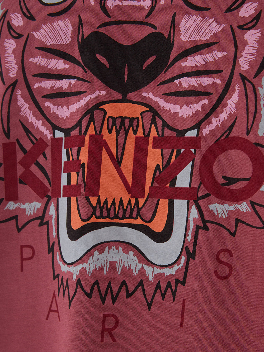 Hellrotes T-Shirt aus Baumwolle mit Tiger-Print und Logo auf der Vorderseite